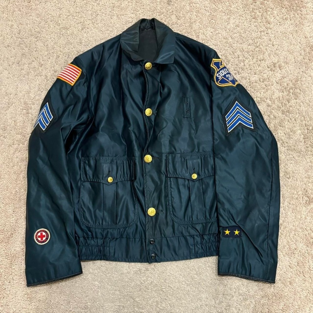 Vintage Sioux Falls Police Jacket Gerber Car-Duty Bomber 50s South Dakota Black